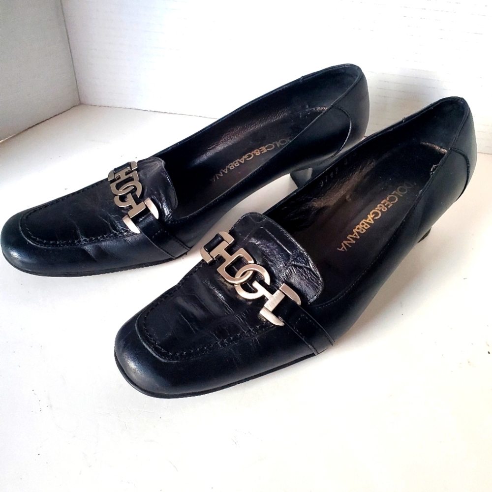 Dolce & Gabbana Women's Black Leather Loafers size 37.5 Or 6.5